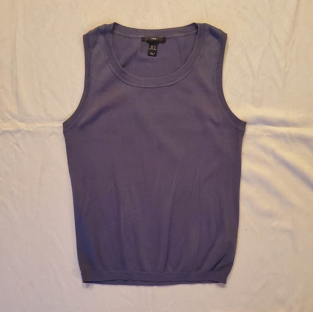 H&M Dusk Blue Cotton/Silk Sweater Vest Size Medium